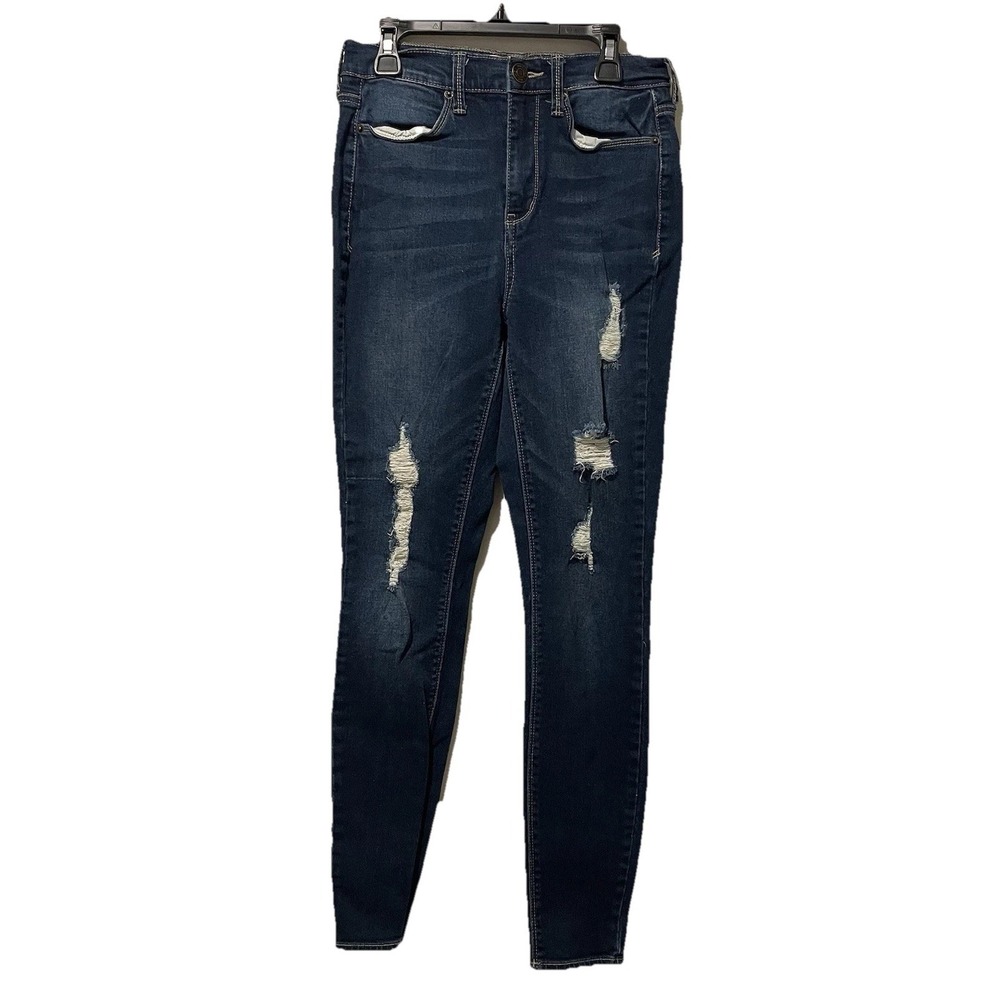 Mudd Jeans Juniors Size 5 Blue High Rise Stretch Distressed Denim Pants Y2K
